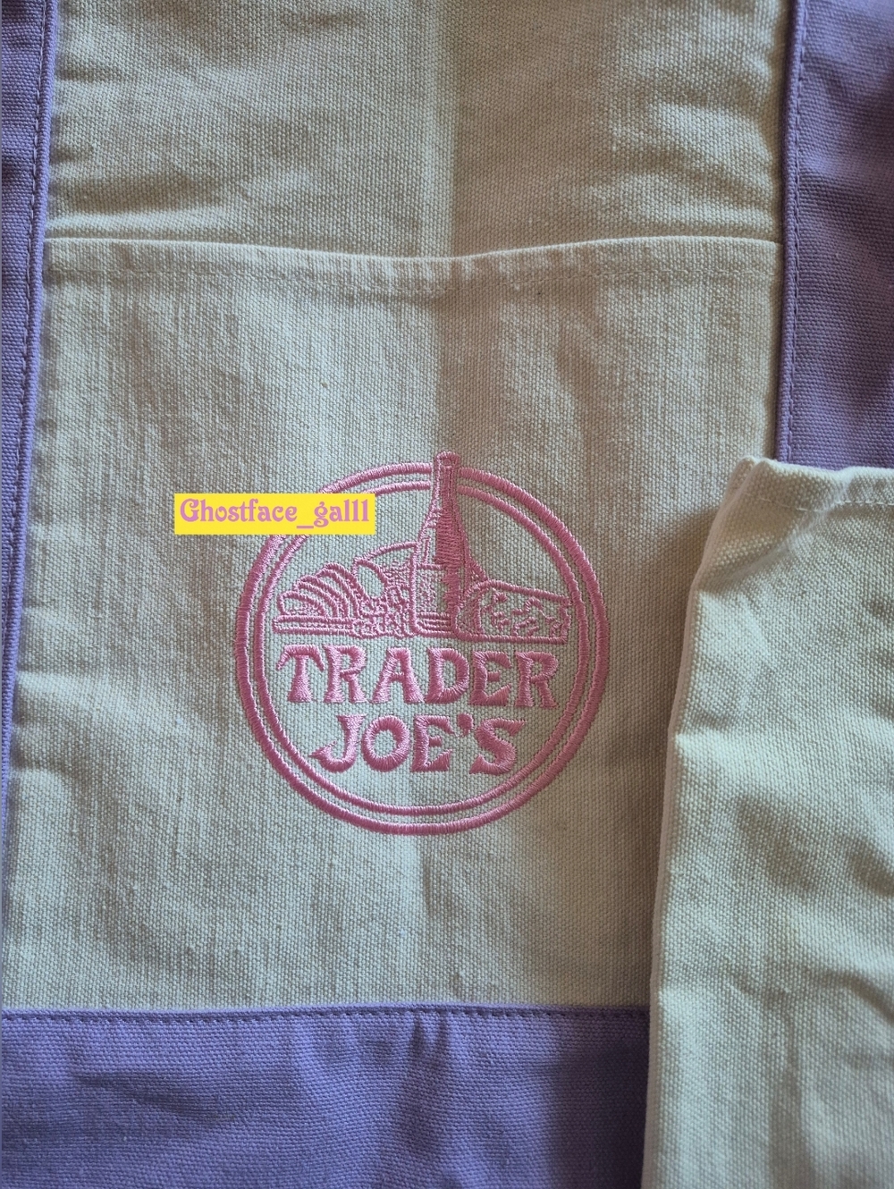 Trader Joe's Pink Mini and Large Lavender Canvas Tote Duo : 2026 Spring Edition - Picture 3 of 4